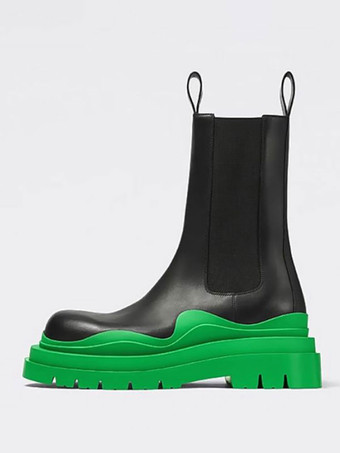 Women's Ankle Boots Geometric Round Toe Chelsea Boots | Milanoo