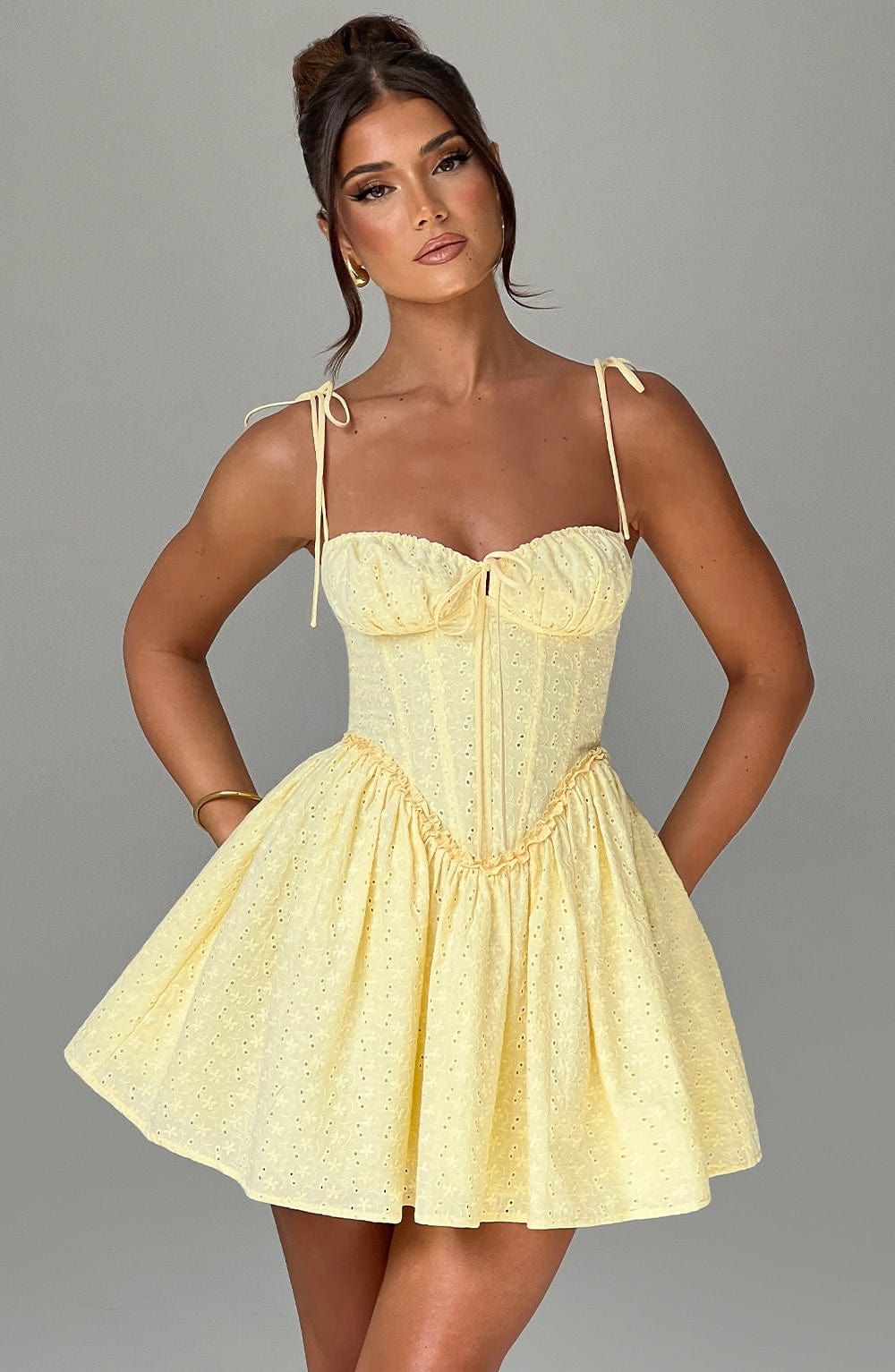 Phoebe Mini Dress - Lemon | Babyboo