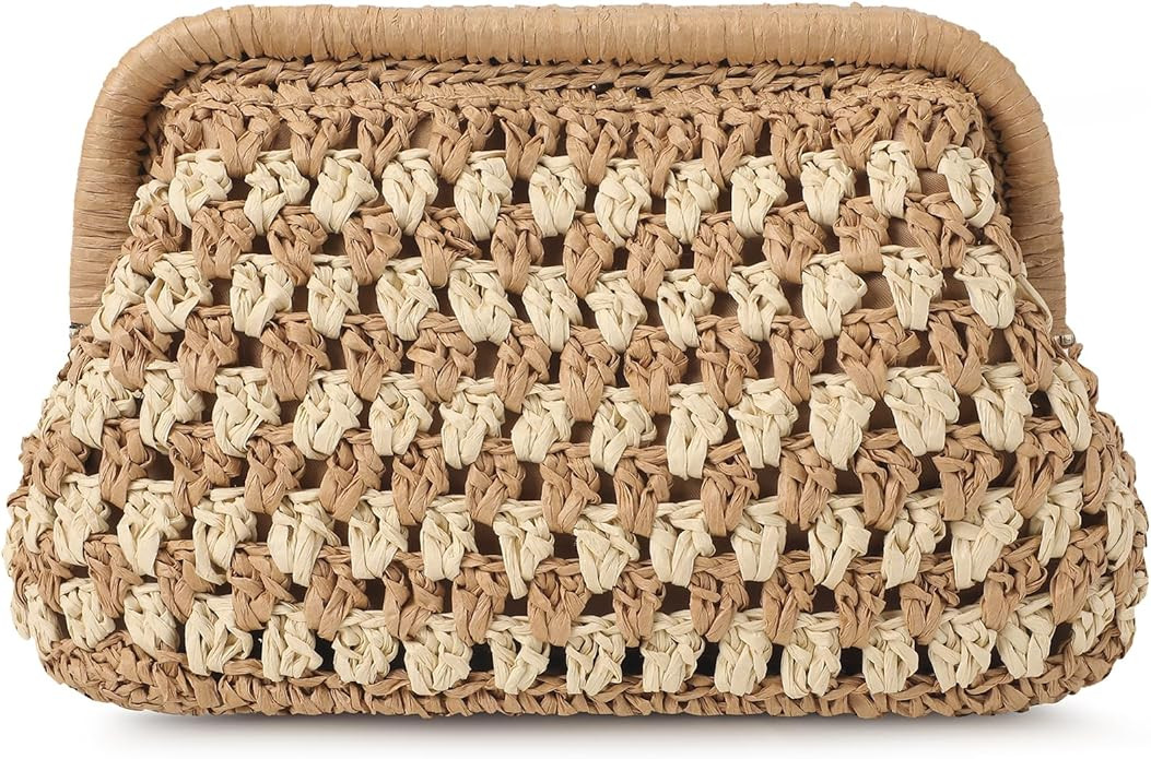 Straw Clutch Purses for Women, Cloud Dumpling Woven Bag with Detachable Chain, Beach Crossbody Sh... | Amazon (US)