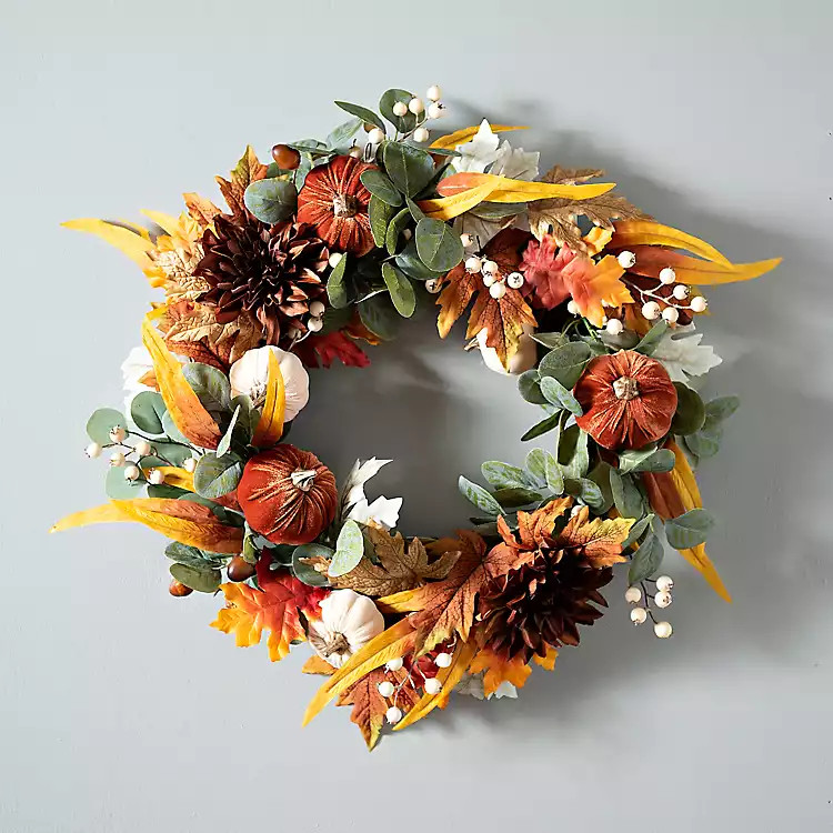 Orange Velvet Mix Wreath | Kirkland's Home