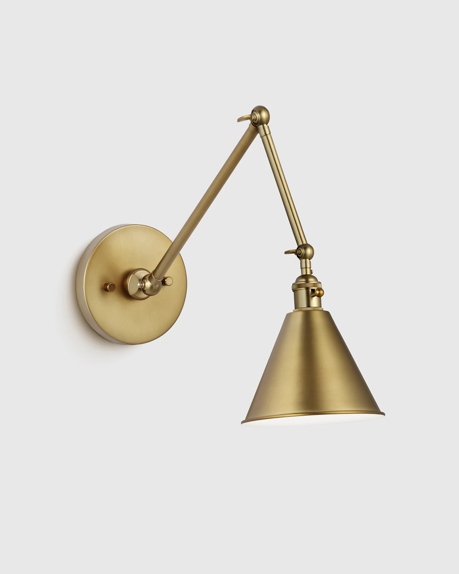 Articulating Double Arm Steel Wall Sconce in Brass | Quince