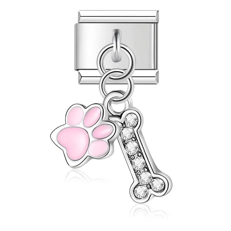 Dog Bone with Stones, on Silver | Charms Official