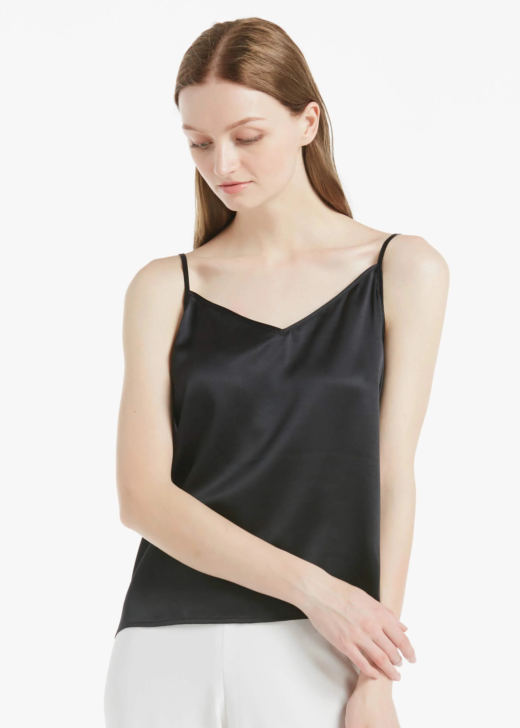 V Neck Front and Back Silk Camisole | Shop Simon