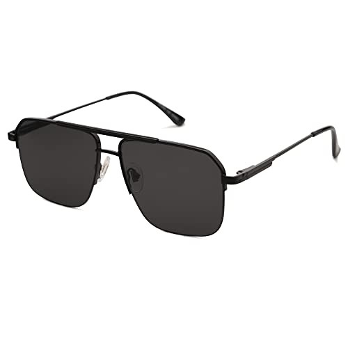SOJOS Retro Square Sunglasses Womens Men Semi-Rimless Shades Trendy Designer Sun Glasses UV400 SJ1196 with Black/Grey Lens | Amazon (US)