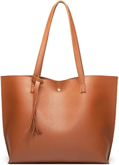 Women's Soft Faux Leather Tote Shoulder Bag from Dreubea, Big Capacity Tassel Handbag | Amazon (US)