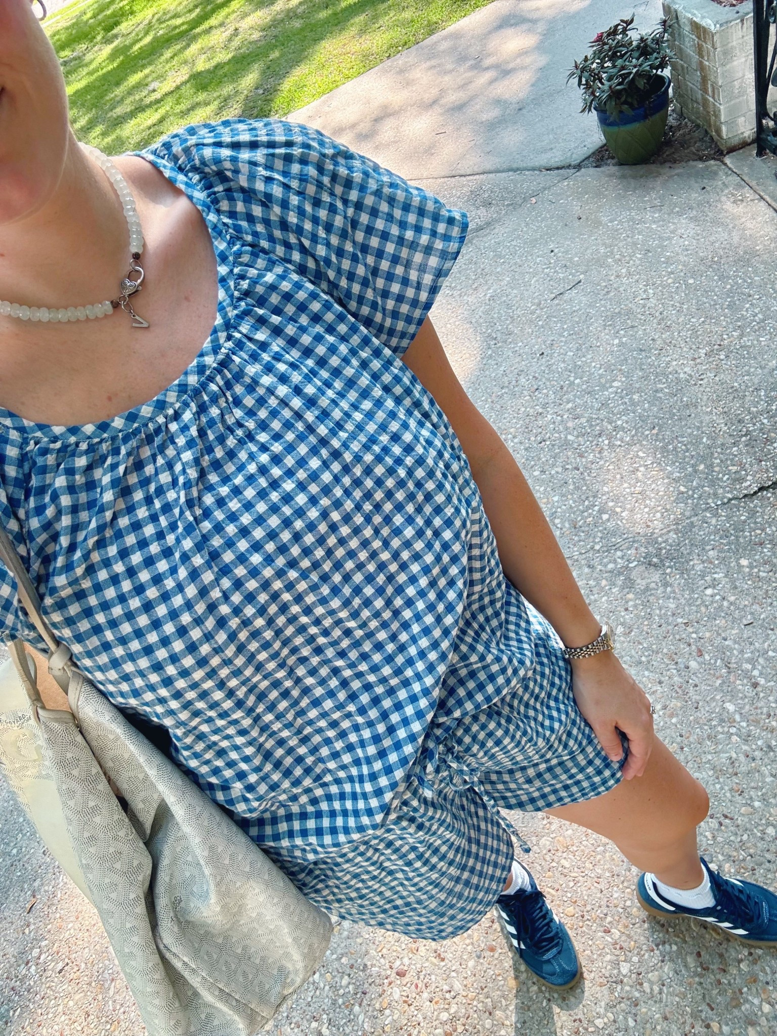 Loving this two piece gingham set for hot summer days. Matching set. Gingham. Gingham matching set. Blue and white. Sneakers. Adidas. Adidas sneakers. LTKseasonal. LTKshoecrush. 

#LTKShoeCrush #LTKSeasonal