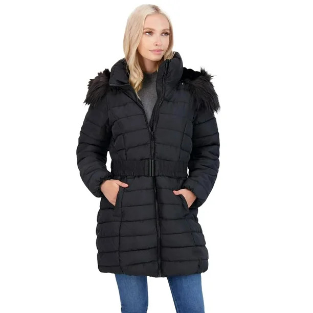 Jessica Simpson Women's Water Resistant Quilted Winter Puffer Coat Black Size M - Walmart.com | Walmart (US)