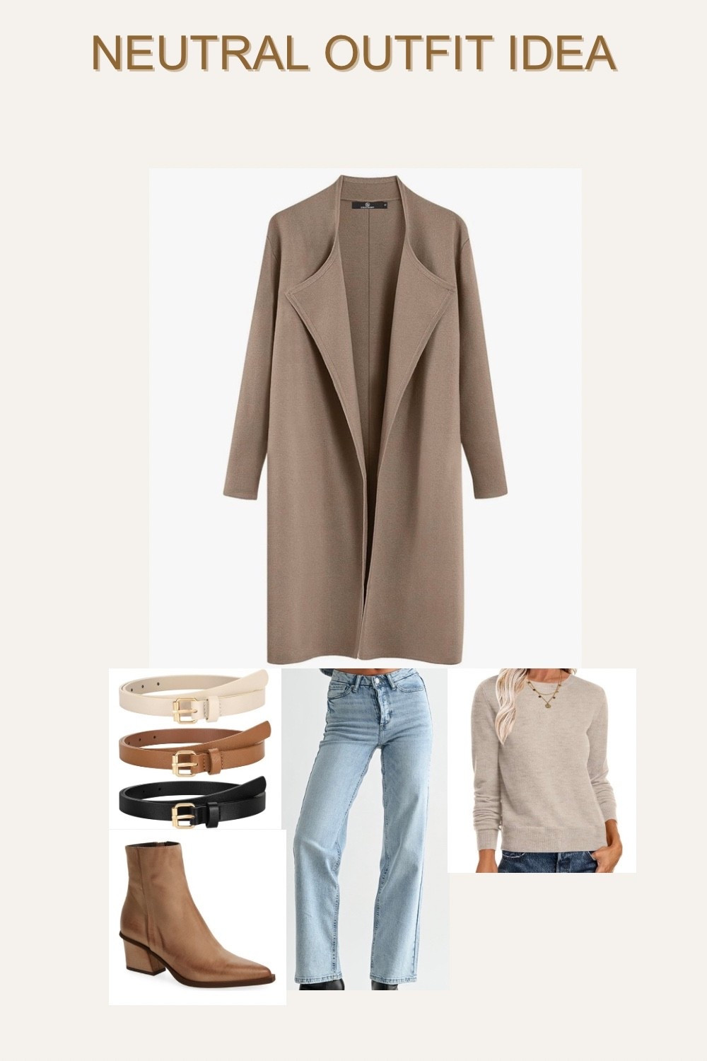 Neutral outfit idea for everyday wear 🤍
A classic mix of soft knits, denim, and neutral accessories that works for errands, casual meetings, or travel days. Timeless pieces you can rewear all season long. #neutraloutfit
#neutralstyle
#everydayoutfit
#falloutfitinspo
#winteroutfitideas
#capsulewardrobe
#classicstyle
#amazonfashion


#LTKootd #LTKFindsUnder100 #LTKFindsUnder50