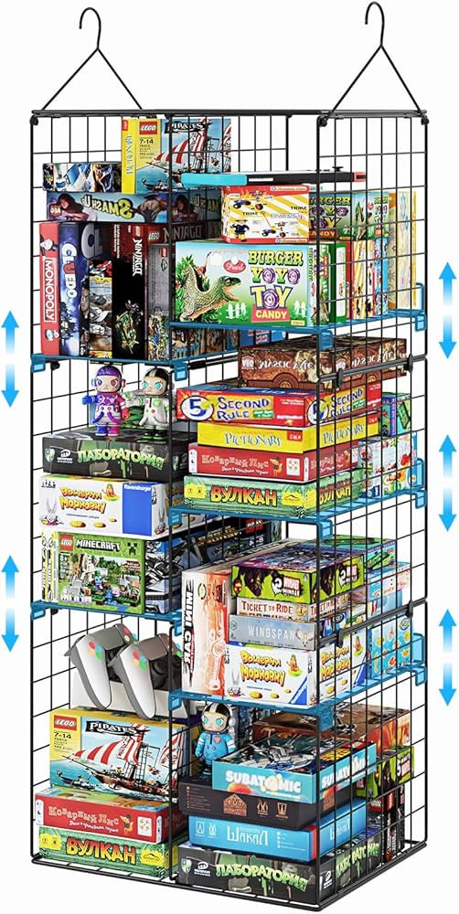 Board Game Storage and Organizer with 5 Adjustable Dividers,Video Game Storage Hanging Game Shelf... | Amazon (US)