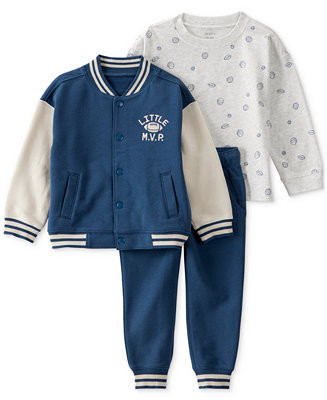 Toddler Boys Varsity Jacket, Printed T-Shirt & Pants, 3 Piece Set | Macy's