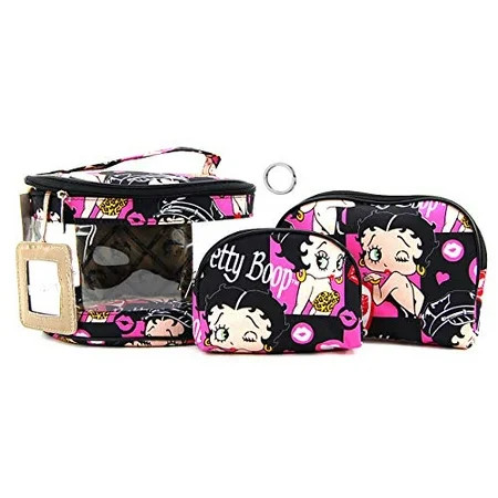 Betty Boop Microfiber Makeup Bag 3 Pieces Set and Metal Key Ring (Multi) | Walmart (US)
