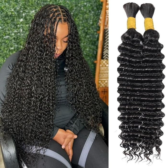 Boho Hair for Braiding 110g 2 Bundles \u2013 100% Human Braiding Hair for Boho Braids, Deep Wave ... | Amazon (US)