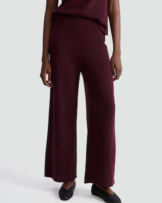 F&F Wide Leg Co-ord Trousers with Cotton in Burgundy | Tesco F&F