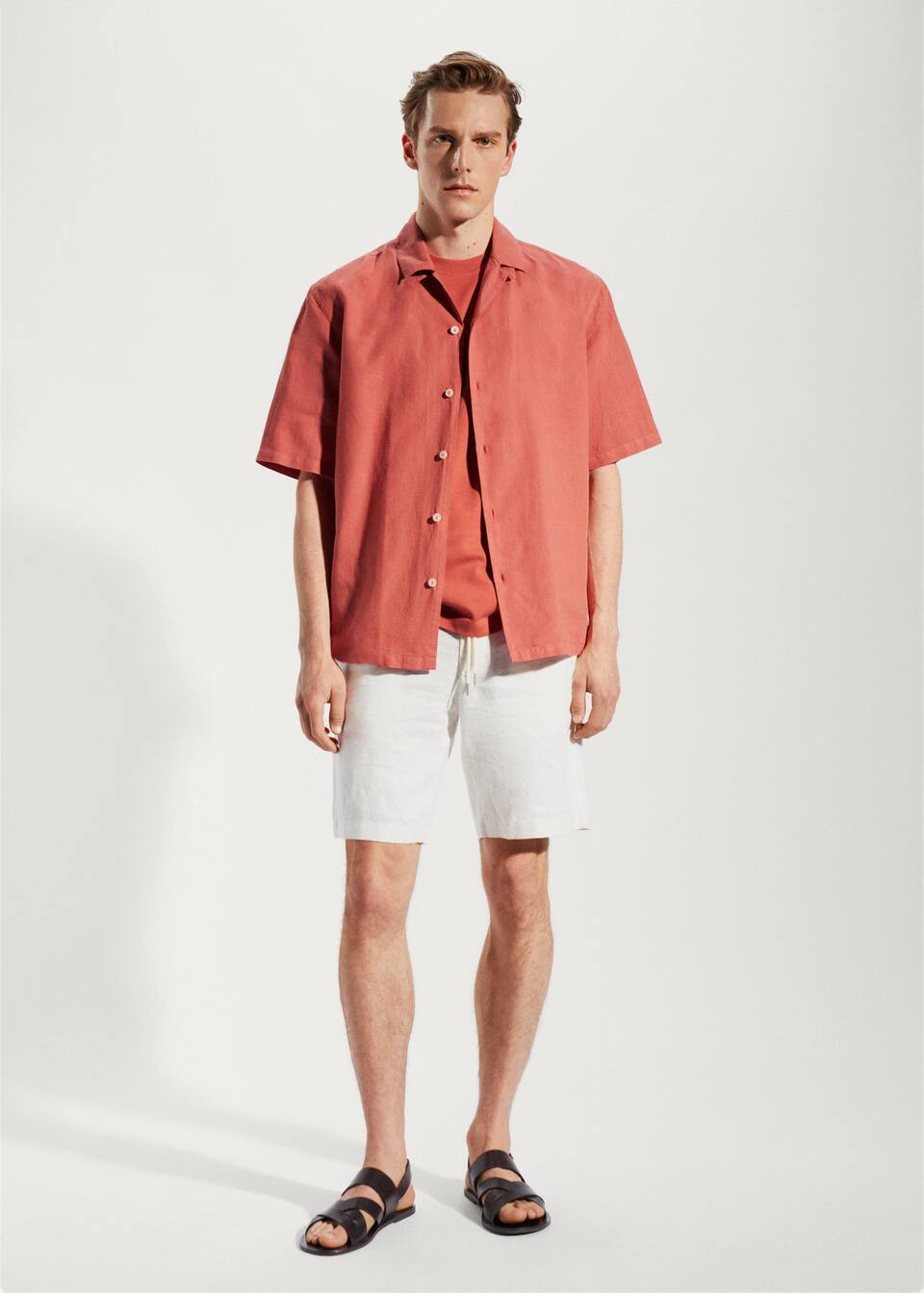 Cotton-linen bowling collar shirt -  Men | Mango Man USA | MANGO (US)