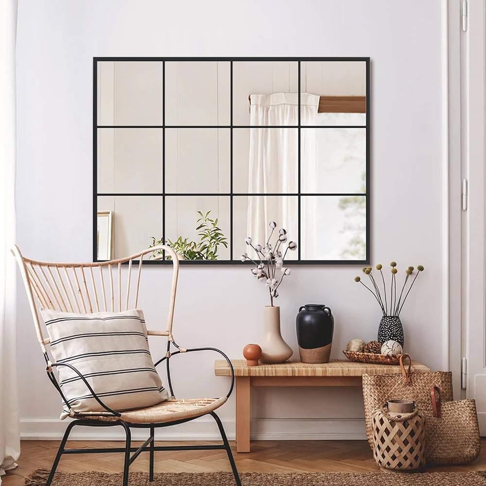 Suidia Wall Mirror, 30" x 40" Window Decorative Mirrors, Metal Framed Wall Decor Wall-Mounted Mir... | Amazon (US)