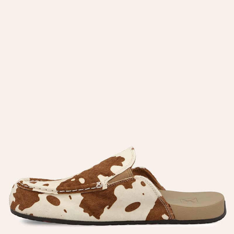 Twisted X Women's Brown & White Cowhide Print Hair-On Moc Toe Mule Casual Shoes | Cavender's