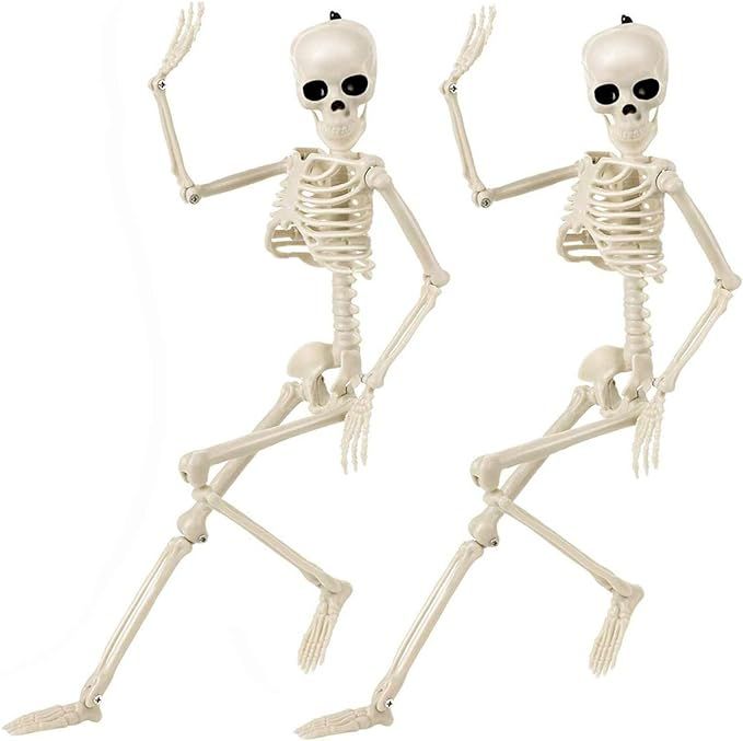 Halloween Skeletons Decorations Full Body Posable Joints 15'' Skeletons 2 Pack | Amazon (US)