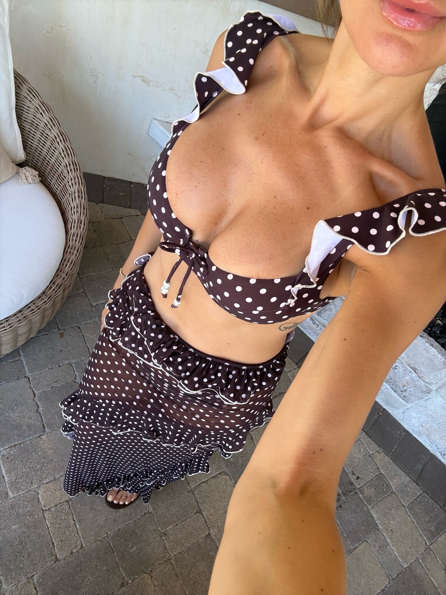 The cutest polka dot bikini EVER!! The skirt is actually a dress but I love you can use it both ways 
Wearing small

#LTKootd