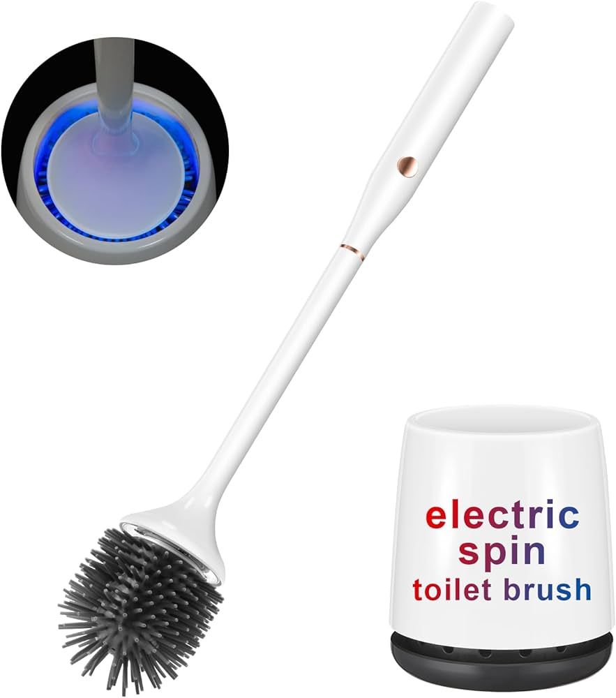 Electric Toilet Brush,Silicone Toilet Brush,Toilet Bowl Brush and Holder Set with Ventilated Hold... | Amazon (US)