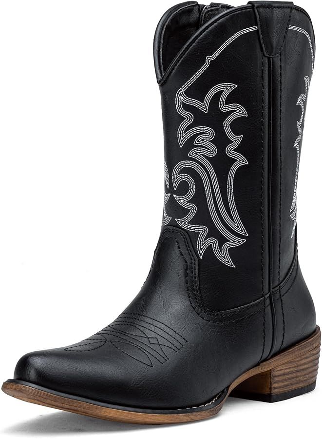 Jeossy Women's 9806 Cowboy Boots, Western Cowgirl Mid-Calf Pull on Round Toe Embroidered Boots wi... | Amazon (US)