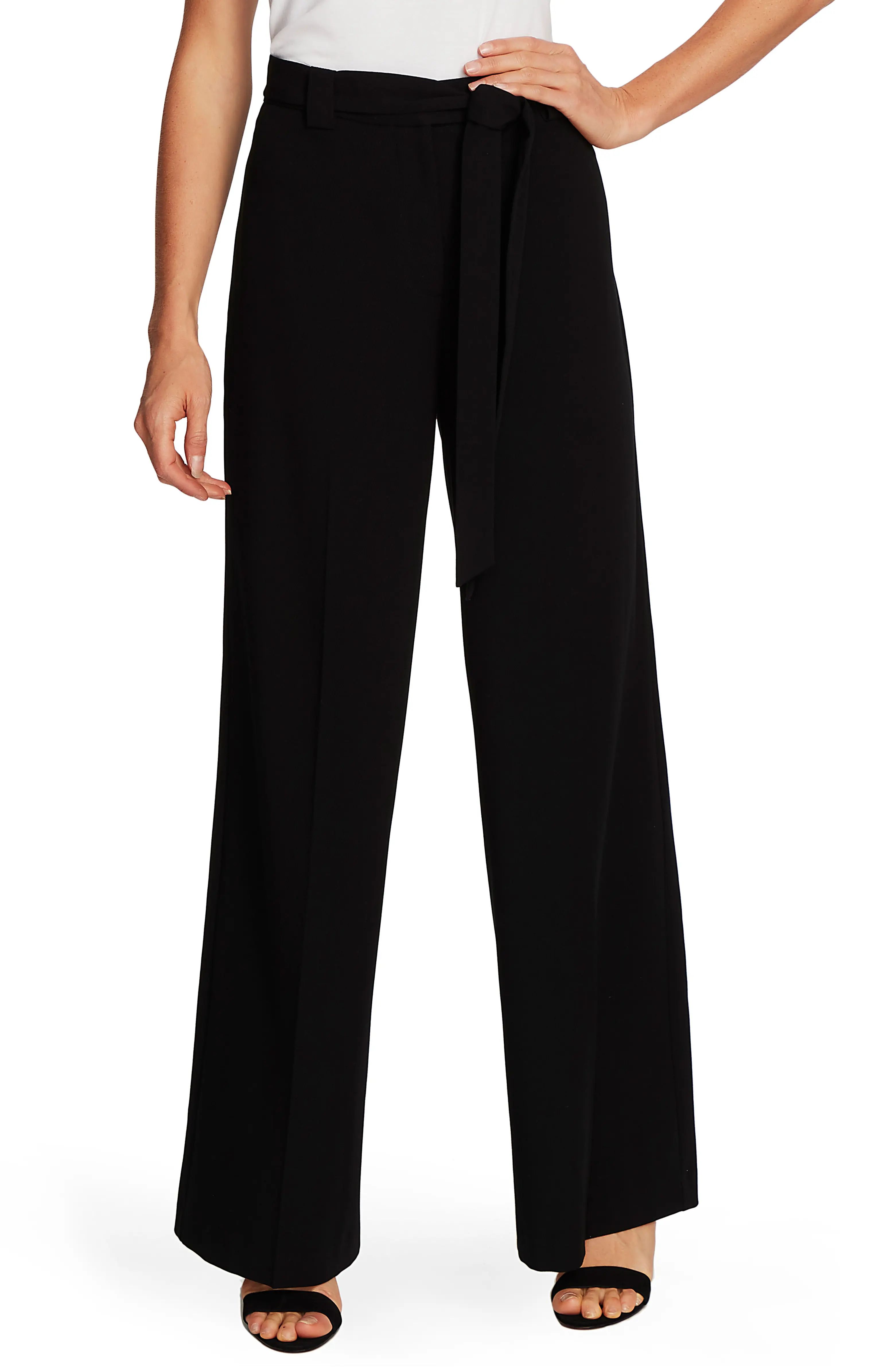 Belted Wide Leg Textured Twill Pants | Nordstrom