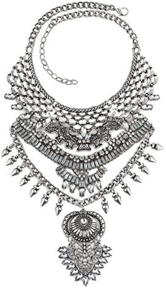 Long Tassel Chunky Boho Coin Statement Necklace For Women | Amazon (US)