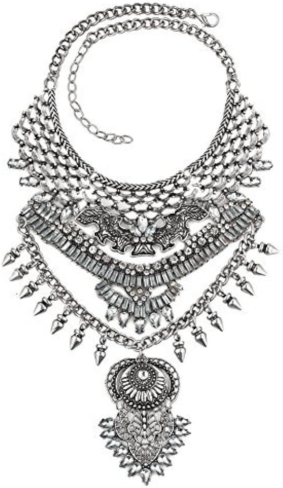 Long Tassel Chunky Boho Coin Statement Necklace For Women | Amazon (US)