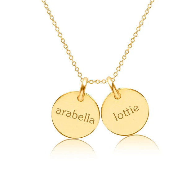 14k Gold Circle Necklace - 2 Names | Tiny Tags