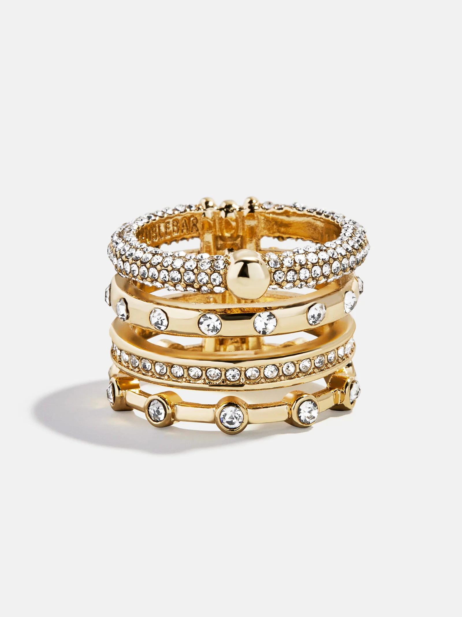 Rosaire Stacked Ring - Gold/Pavé | BaubleBar
