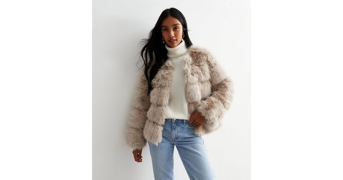 Gini London Stone Faux Fur Jacket | New Look | New Look (UK)