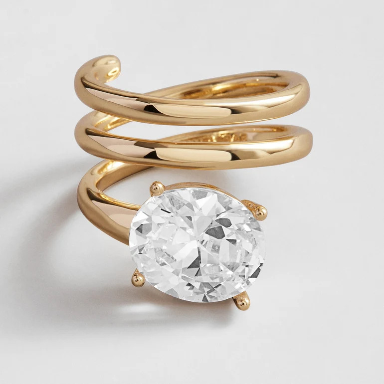 Becca Gold Spiral Ring - Gold/Pav\u00e9 | BaubleBar