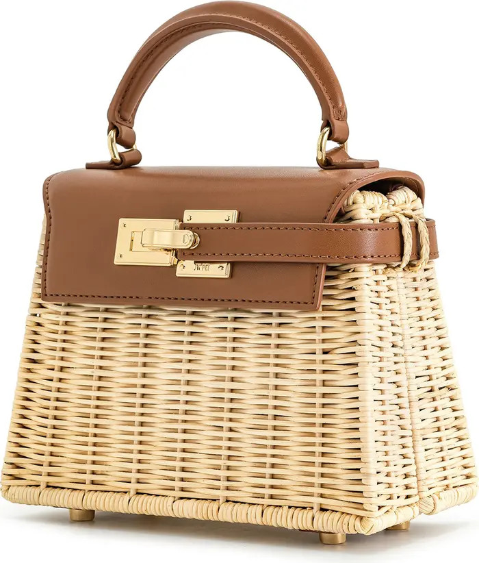 Elise Natrual Woven Rattan Top Handle Bag | Nordstrom
