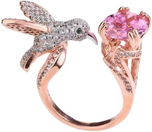 Anel Feminino Ajustável Banhado a Ouro com Zircônias Beija-Flor "Delight" – Elegância, Natur... | Amazon (BR)