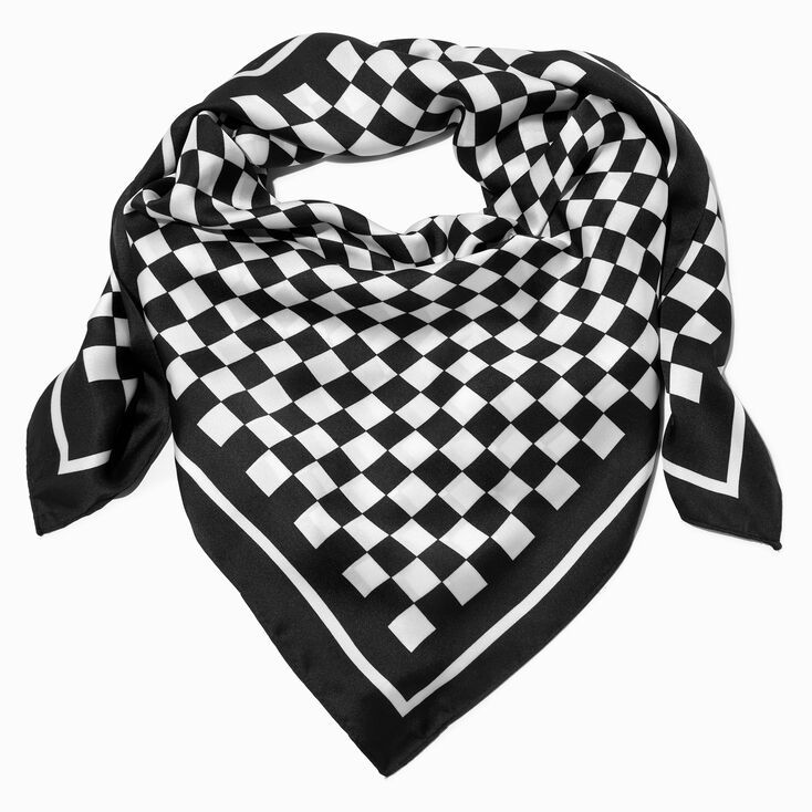 Black & White Checkerboard Square Scarf | Claire's (US)