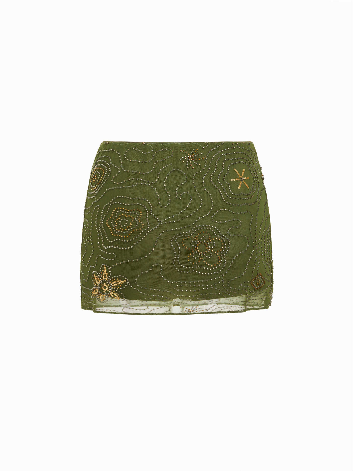 Mesh Textured Mesh Mid Rise Floral Beading Sequin Embroidery Mini Skort For Daily Casual Party/Cl... | Cider