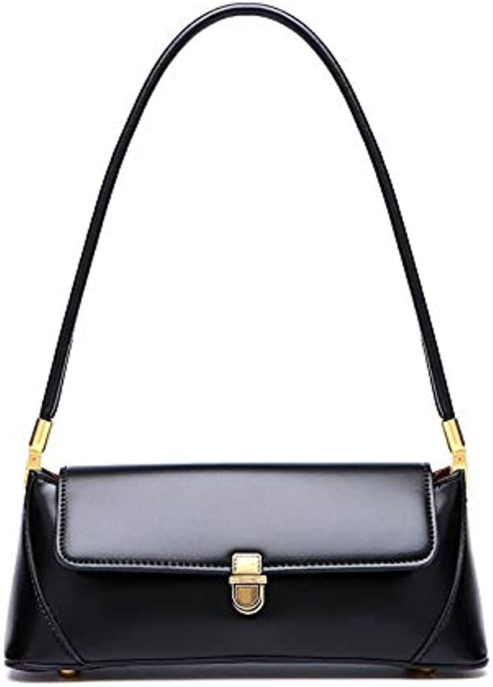 Women Black Shoulder Bags Vintage Handbag Retro Classic Small Purse 90s Buckle Closure | Amazon (US)