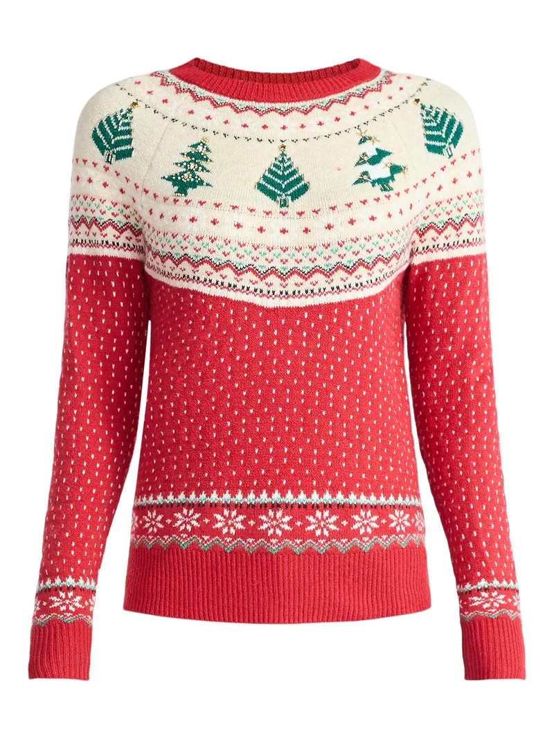 Holiday Time Pretty Chrismas Sweater | Walmart (US)
