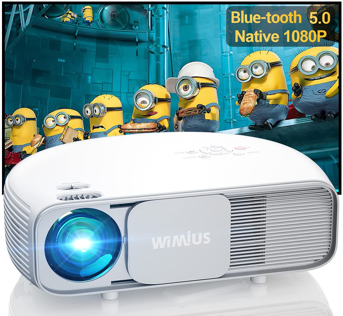 Bluetooth Projector Support 4K UHD, WiMiUS S4 Native 1080P Projector with Zoom & Keystone & Dual 5W  | Amazon (US)