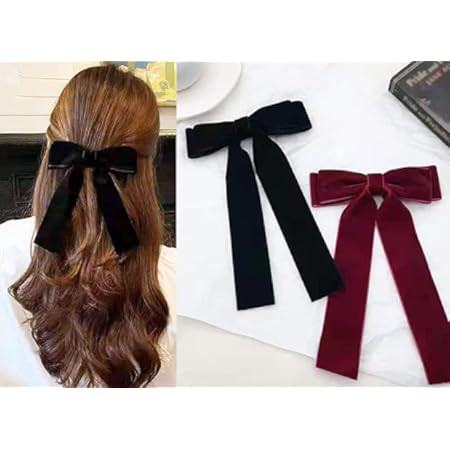 2PCS Velvet Hair Bows Brown Hair Ribbon Clips Big Fall Alligator Clips Hair Accessories for Women... | Amazon (US)
