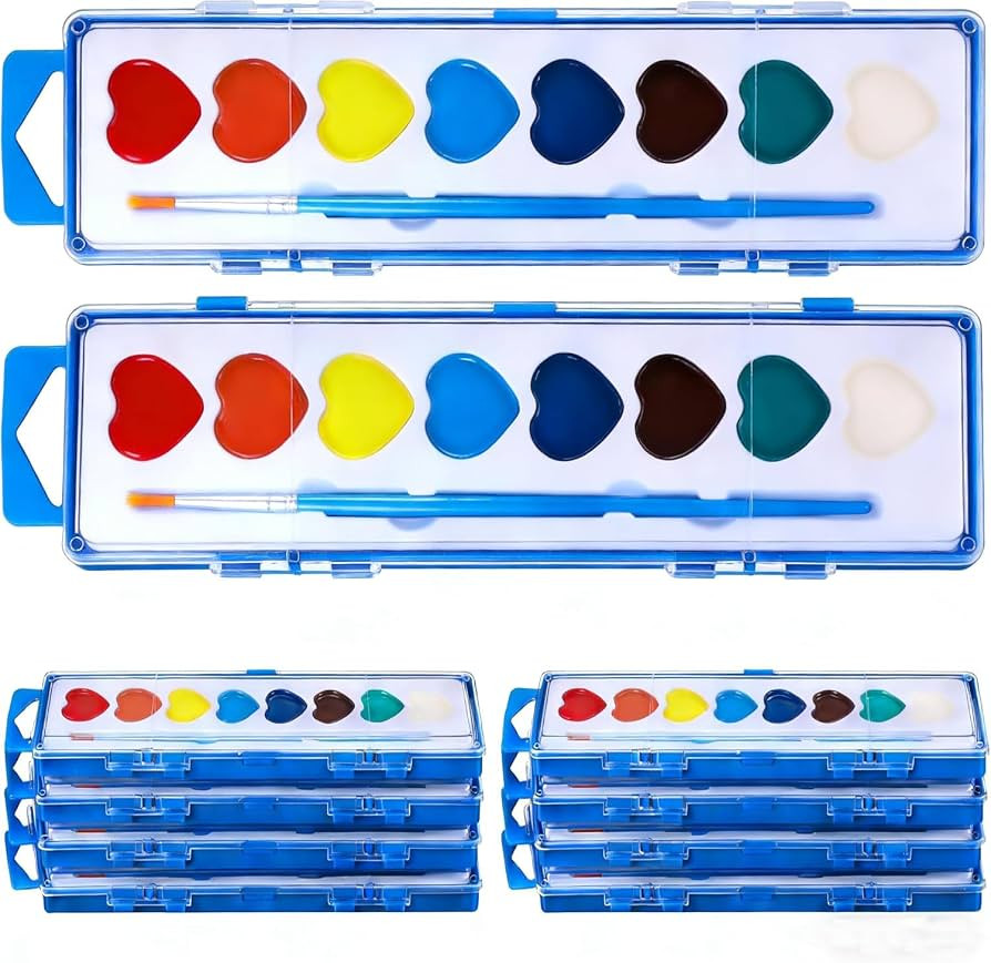 Heart Shaped Watercolor Paint Set -12 Pack Valentines Day Classroom Gifts Bulk, Party Favors for ... | Amazon (US)