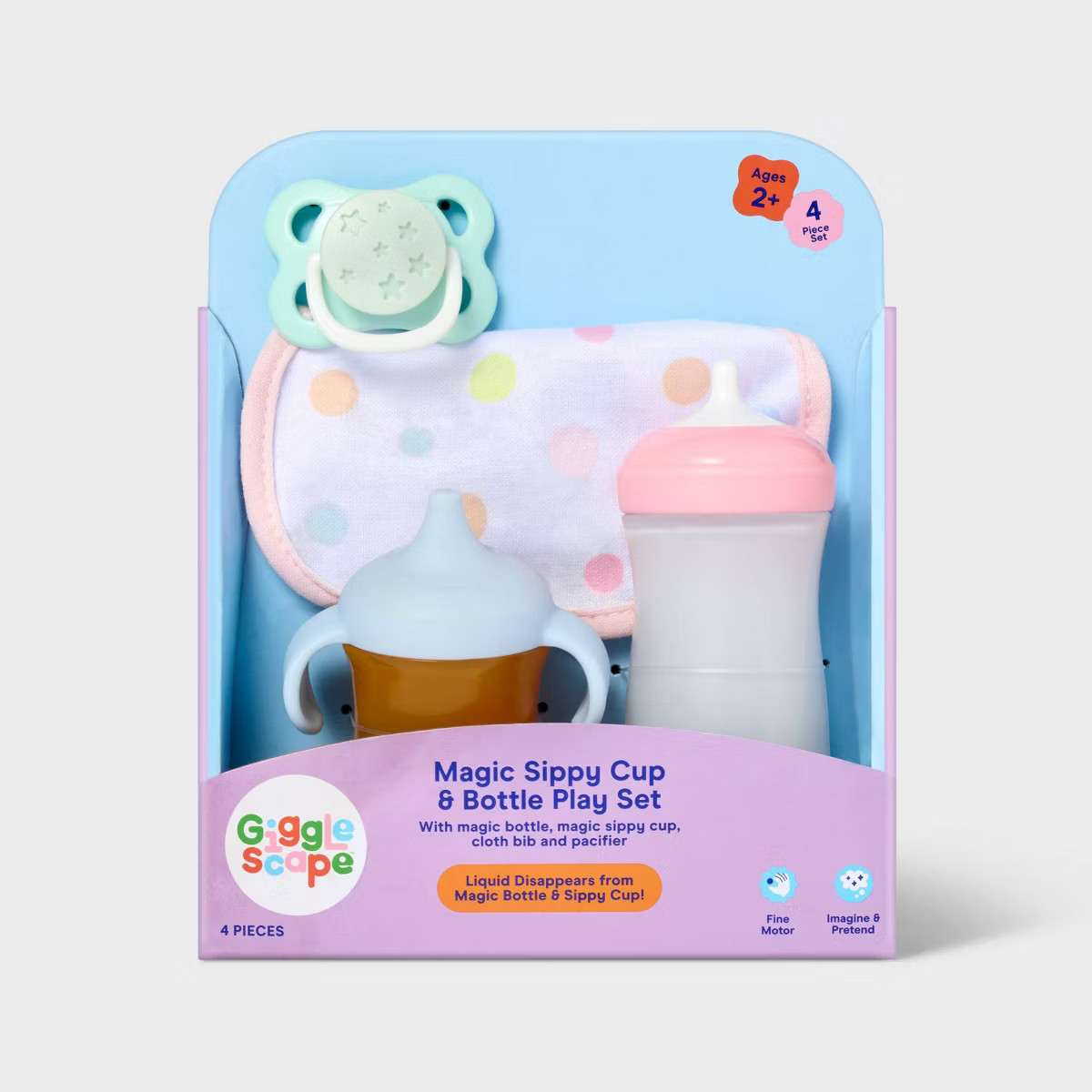 Baby Doll Magic Sippy Cup & Bottle Play Set - Gigglescape™: Includes Bib, Pacifier, Plastic Dol... | Target