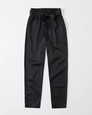 Satin Belted Taper Pants | Abercrombie & Fitch US & UK