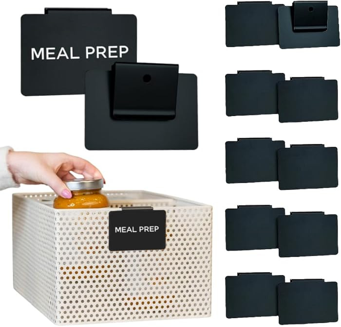 10 Pack Metal Basket Bin Labels Clip On Holders for Storage Bins, Bin Clips for Organizing Pantry... | Amazon (US)