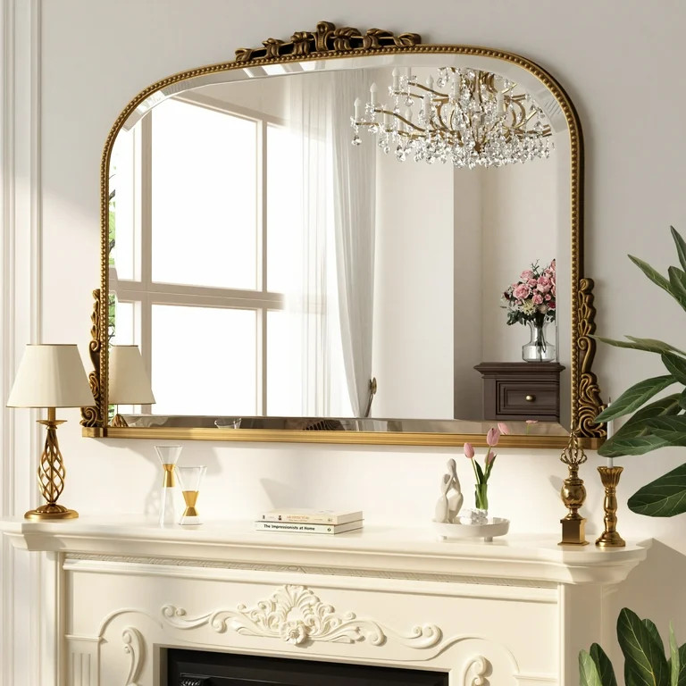 YVANLA 32"x44" Vanity Bathroom Mirror Decor Wall Mirror, Antique Gold | Walmart (US)
