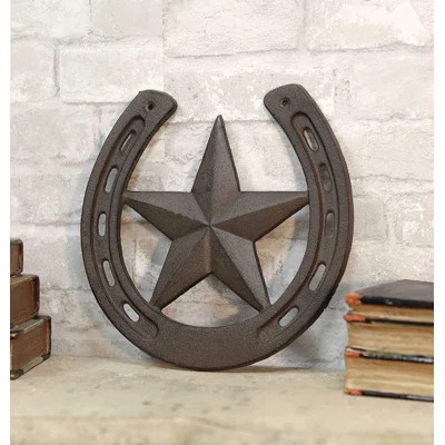 Cast Iron Metal Horseshoe with Western Star Wall Décor | Wayfair North America
