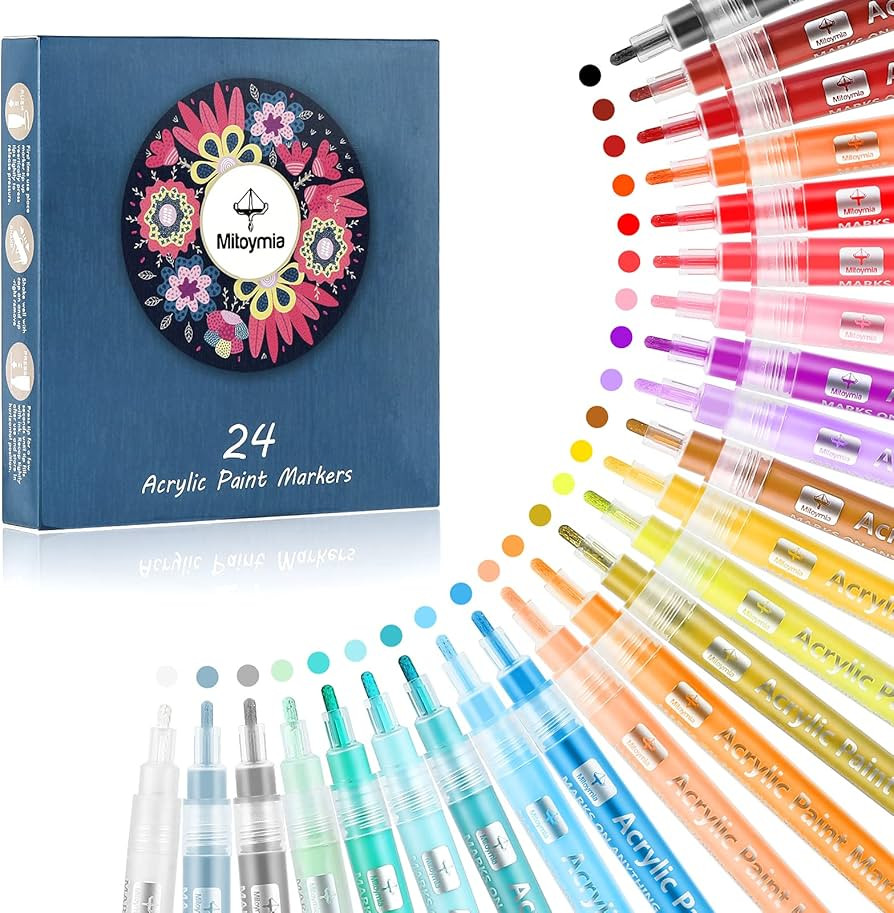 Mitoymia Paint Pens Markers - Acrylic Paint Pens for Rocks Painting Glass Stone Wood Ceramic Craf... | Amazon (UK)