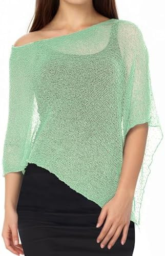 Baonmy Womens Sheer Poncho Top Lightweight Summer Crochet Knit Mesh Shrug Shawl Off Shoulder Beac... | Amazon (CA)