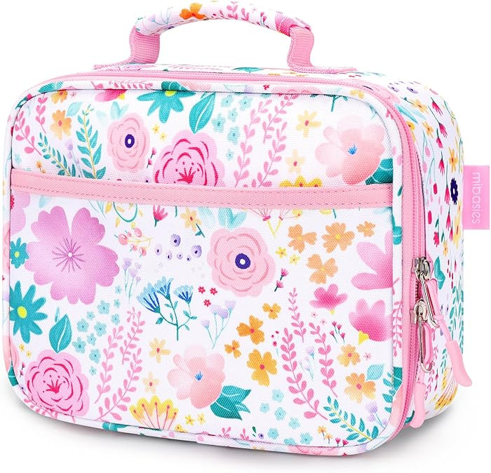 Kids Lunch Box for Girls Toddler, Insulated and Reusable Lunch Bag for School, Flower Pink | Amazon (US)