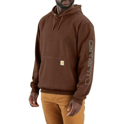 Carhartt Men's Loose Fit Midweight Logo Sleeve Graphic Sweatshirt (Also Available in Big & Tall), Mocha Heather | Amazon (US)