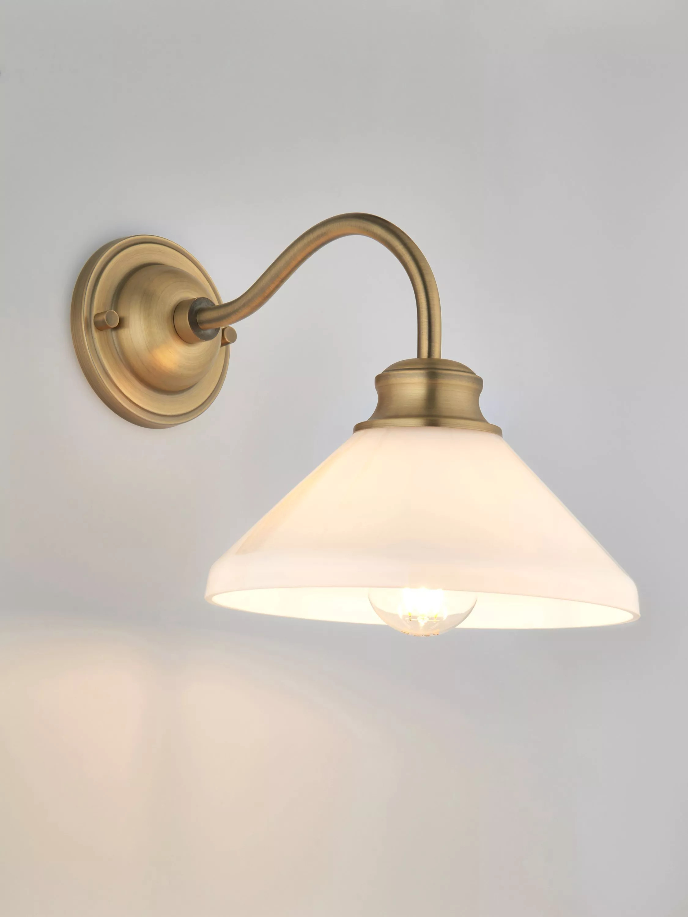 Tula Opaline Wall Light, Matt Antique Brass | John Lewis (UK)